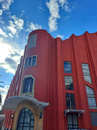 Mexico City, Mexico - Aug 23 2023: Fronton Mexico is a Basque pelota venue located in the Plaza de la Republica in CDMX, an entertainment center known as the house of jai alaiのeditorial素材