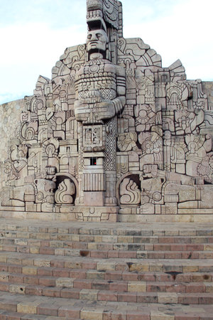 Merida, Yucatan, Mexico - Oct 29 2024: Monument to the homeland in Merida, Yucatan, Mexico made of hand-sculpted stone located on Paseo de Montejo avenueのeditorial素材