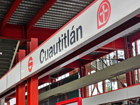 Mexico State, Mexico - Nov 20 2024: Cuautitlan Station of the Suburban Railway of the Metropolitan Zone of the Valley of Mexicoのeditorial素材