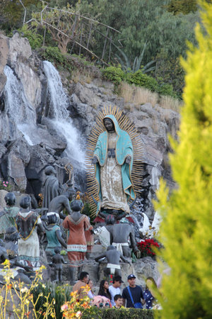 Mexico City, Mexico - Nov 26 2024: Fountain of wishes of the Basilica of the Virgin Guadalupe on the Tepeyac hill in Mexico Cityのeditorial素材