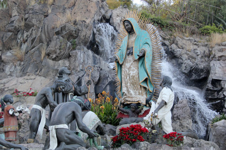Mexico City, Mexico - Nov 26 2024: Fountain of wishes of the Basilica of the Virgin Guadalupe on the Tepeyac hill in Mexico Cityのeditorial素材