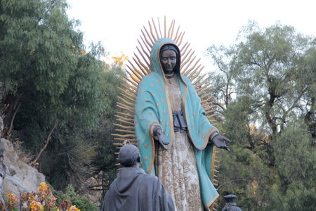 Mexico City, Mexico - Nov 26 2024: Fountain of wishes of the Basilica of the Virgin Guadalupe on the Tepeyac hill in Mexico Cityのeditorial素材