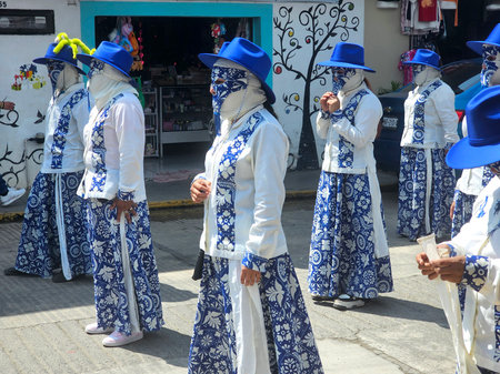 Xicotepec, Puebla, Mexico - Mar 2 2025: Dance of the Huehues originating from Veracruz with...