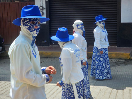 Xicotepec, Puebla, Mexico - Mar 2 2025: Dance of the Huehues originating from Veracruz with...