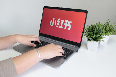 Mexico City, Mexico - Feb 22 2025: RedNote or Xiaohongshu a Chinese social networking and e-commerce platform popular as a alternative to TikTokのeditorial素材