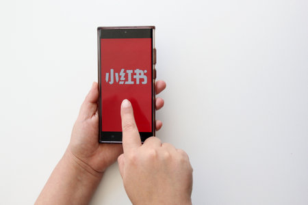 Mexico City, Mexico - Feb 22 2025: RedNote or Xiaohongshu a Chinese social networking and e-commerce platform popular as a alternative to TikTokのeditorial素材