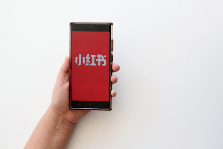 Mexico City, Mexico - Feb 22 2025: RedNote or Xiaohongshu a Chinese social networking and e-commerce platform popular as a alternative to TikTokのeditorial素材