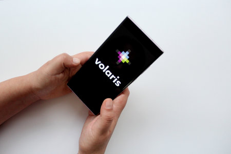 Mexico City, Mexico - Feb 22 2025: App and Web of Volaris, a Mexican low-cost airline that operates flights in Mexico, the United States, Central America and South Americaのeditorial素材