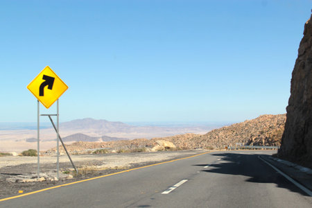 Mountainous landscapes of the Rumorosa, highway from Mexicali to Tecate in Baja California, Mexico, its name is due to the sound the wind makes through the rock formationsの写真素材