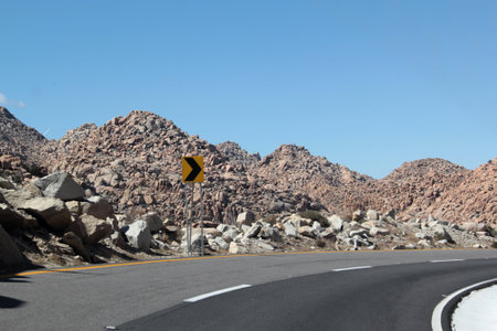 Mountainous landscapes of the Rumorosa, highway from Mexicali to Tecate in Baja California, Mexico, its name is due to the sound the wind makes through the rock formationsの写真素材