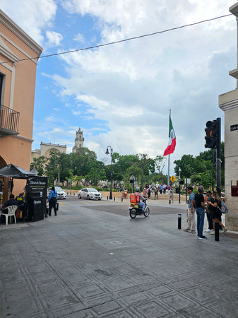 Merida, Yucatan, Mexico - Oct 28, 2024: The Cathedral of San Ildefonso in the center of Merida,...