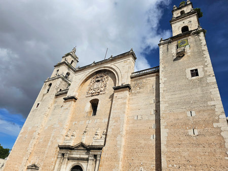 Merida, Yucatan, Mexico - Oct 28, 2024: The Cathedral of San Ildefonso in the center of Merida,...
