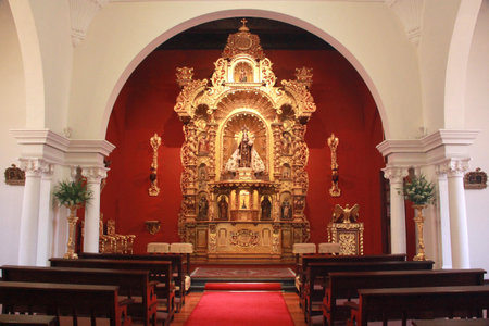 Lima, Peru - Mar 13, 2017: In Plaza de Armas of Lima in Peru is the Archbishop's Palace, the...