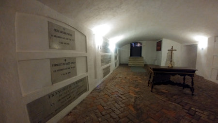 Lima, Peru - Mar 13, 2017: Crypts where historical figures rest inside the Cathedral Museum of Lima,...