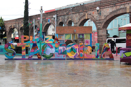 Tijuana, Baja California, Mexico - Mar 14, 2025: Plaza Santa Cecilia, patron saint of musicians, is...