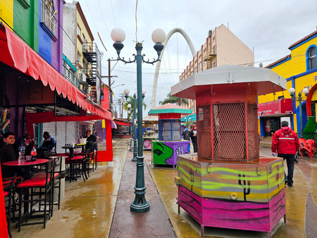 Tijuana, Baja California, Mexico - Mar 14, 2025: Plaza Santa Cecilia, patron saint of musicians, is...