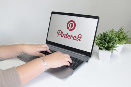 Mexico City, Mexico - Feb 22, 2025: Pinterest is a visual discovery web platform and app, a social network where people can find, save, and share ideas through images and videosのeditorial素材