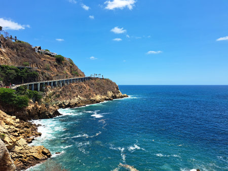 The Mexican sea of La Quebrada in Acapulco, Guerrero is a cliff where the famous dives are made by...