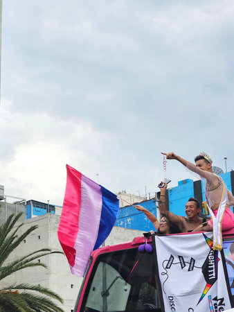 Mexico City, Mexico - Jun 29, 2024: The LGBT+ pride march in CDMX is a demonstration that celebrates...