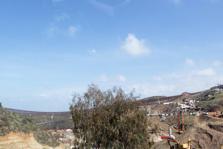 Tijuana, Baja California, Mexico - Mar 14, 2025: The border wall between Tijuana and San Diego is a...