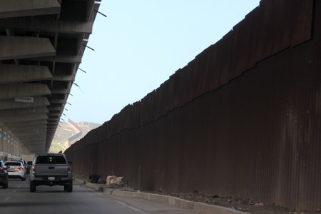 Tijuana, Baja California, Mexico - Mar 14, 2025: The border wall between Tijuana and San Diego is a physical barrier that forms part of the border between Mexico and United Statesのeditorial素材