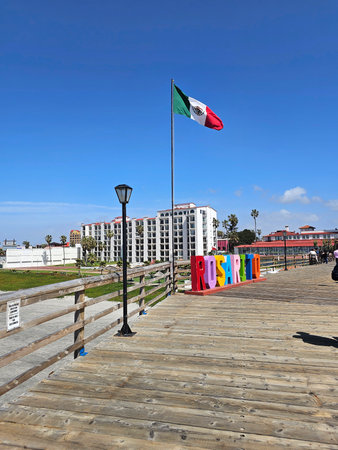 Rosarito, Baja California - Mar 15, 2025: Rosarito Beach is a beach in Mexico, on the Baja...