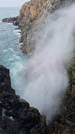 Ensenada, Baja California, Mexico - Mar 17, 2025: La Bufadora, a marine geyser in Ensenada, Baja...