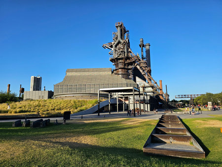 Monterrey, Nuevo Leon, Mexico - Jul 29, 2025: Steel Museum about the history of the steel industry in Monterrey, Nuevo Leon, inside Fundidora Park at the Blast Furnaceのeditorial素材