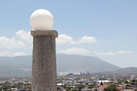 The Cristo de la Bartola is the largest in Latin America, located at the largest viewing point in the city of Monclova, Coahuila, Mexicoの写真素材