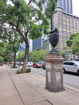 Mexico City, Mexico - Aug 23, 2023: Paseo de la Reforma is the most important and emblematic avenue in Mexico City, a frequent center of protests and celebrationsのeditorial素材
