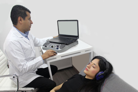 Auditory Evoked Potentials, a diagnostic test to evaluate the auditory system function of a...