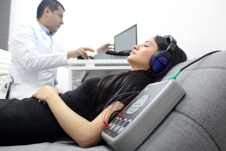 Auditory Evoked Potentials, a diagnostic test to evaluate the auditory system function of a...