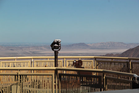 Tecate, Baja California, Mexico - Mar 18, 2025: Tecate-Mexicali Highway lookout point La Rumorosa with the letters and the white horseのeditorial素材