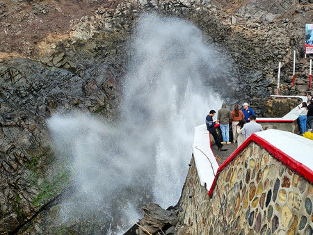 Ensenada, Baja California, Mexico - Mar 17 2025: La Bufadora is a marine geyser with a powerful jet of water and a loud sound, an important tourist attraction in Ensenada, Baja Calのeditorial素材