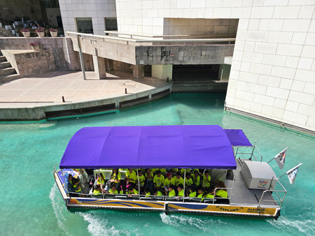 Monterrey, Nuevo Leon, Mexico - Jul 29, 2025: Sightseeing tour of Paseo Santa Lucia in Monterrey by...