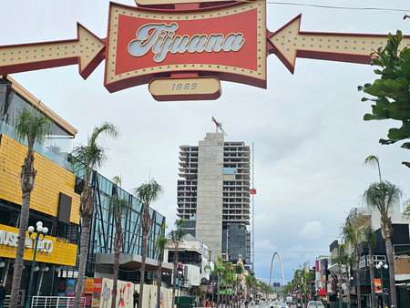 Tijuana, Baja California, Mexico - Mar 14 2025: Tijuana Monumental Clock or Millennium Arch one of the most important symbols of this border between Mexico and the United Statesのeditorial素材