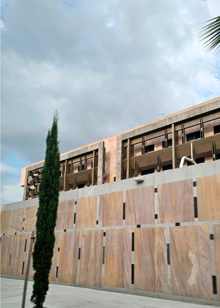 Mexico City, Mexico - Oct 2, 2025: United States Embassy in Mexico with new facilities in CDMX to process Visas and Citizenship applicationsのeditorial素材