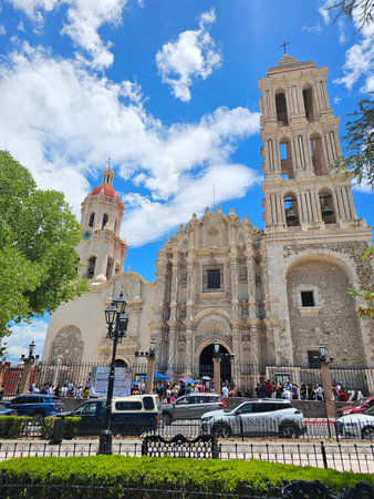 Saltillo, Coahuila, Mexico - Jul 30, 2025: The Cathedral of Santiago Apostol in Saltillo, Coahuila...