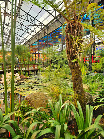 Toluca, State of Mexico - Jan 8, 2025: Cosmovitral Botanical Garden in Toluca, capital of the State of Mexico, an iconic botanical garden of the cityのeditorial素材