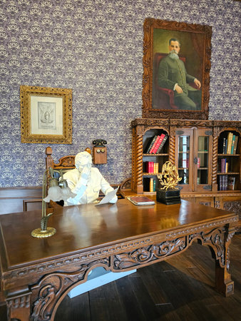 Saltillo, Coahuila, Mexico - Jul 27, 2025: Interior of the Government Palace Museum in Saltillo shows the history of the construction of Coahuila and Venustiano Carranzaのeditorial素材