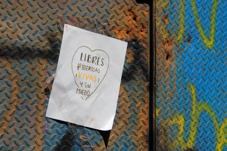 Mexico City, Mexico - Mar 8, 2025: 8M is the march held every March 8th for International Women's Day to demand equality, denounce violence, femicide, machismo and discriminationのeditorial素材