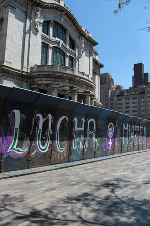Mexico City, Mexico - Mar 8, 2025: 8M is the march held every March 8th for International Women's Day to demand equality, denounce violence, femicide, machismo and discriminationのeditorial素材