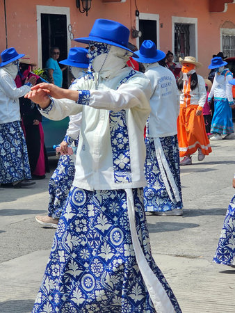Xicotepec, Puebla, Mexico - Mar 2 2025: Dance of the Huehues originating from Veracruz with...