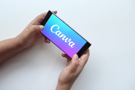 Mexico City, Mexico - Jan 28, 2025: Canva, an online graphic design platform for creating...