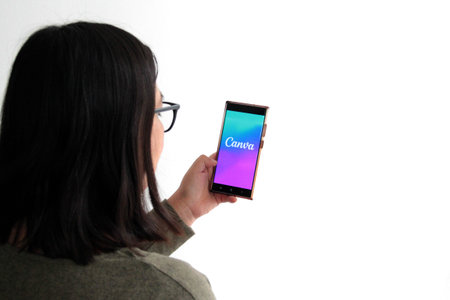 Mexico City, Mexico - Jan 28, 2025: Canva, an online graphic design platform for creating...