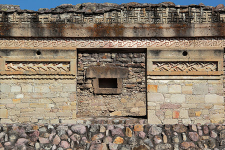 Mitla is an archaeological zone of the Zapotec culture, a tourist destination in the Magical Town of San Pablo Villa de Mitla, in Oaxaca, Mexicoの写真素材