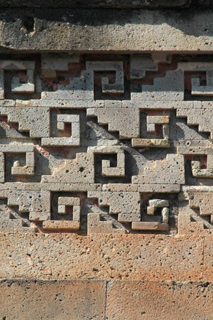 Mitla is an archaeological zone of the Zapotec culture, a tourist destination in the Magical Town of San Pablo Villa de Mitla, in Oaxaca, Mexicoの写真素材