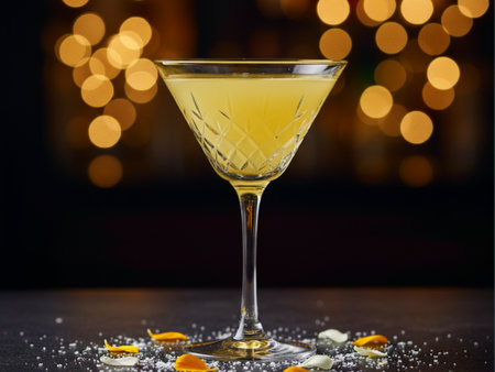 Cocktail martini with orange peel on a dark background.の素材