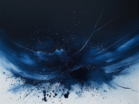 abstract background with black and blue paint splashes on white backgroundの素材