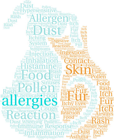 Allergies word cloud on a white background.のイラスト素材